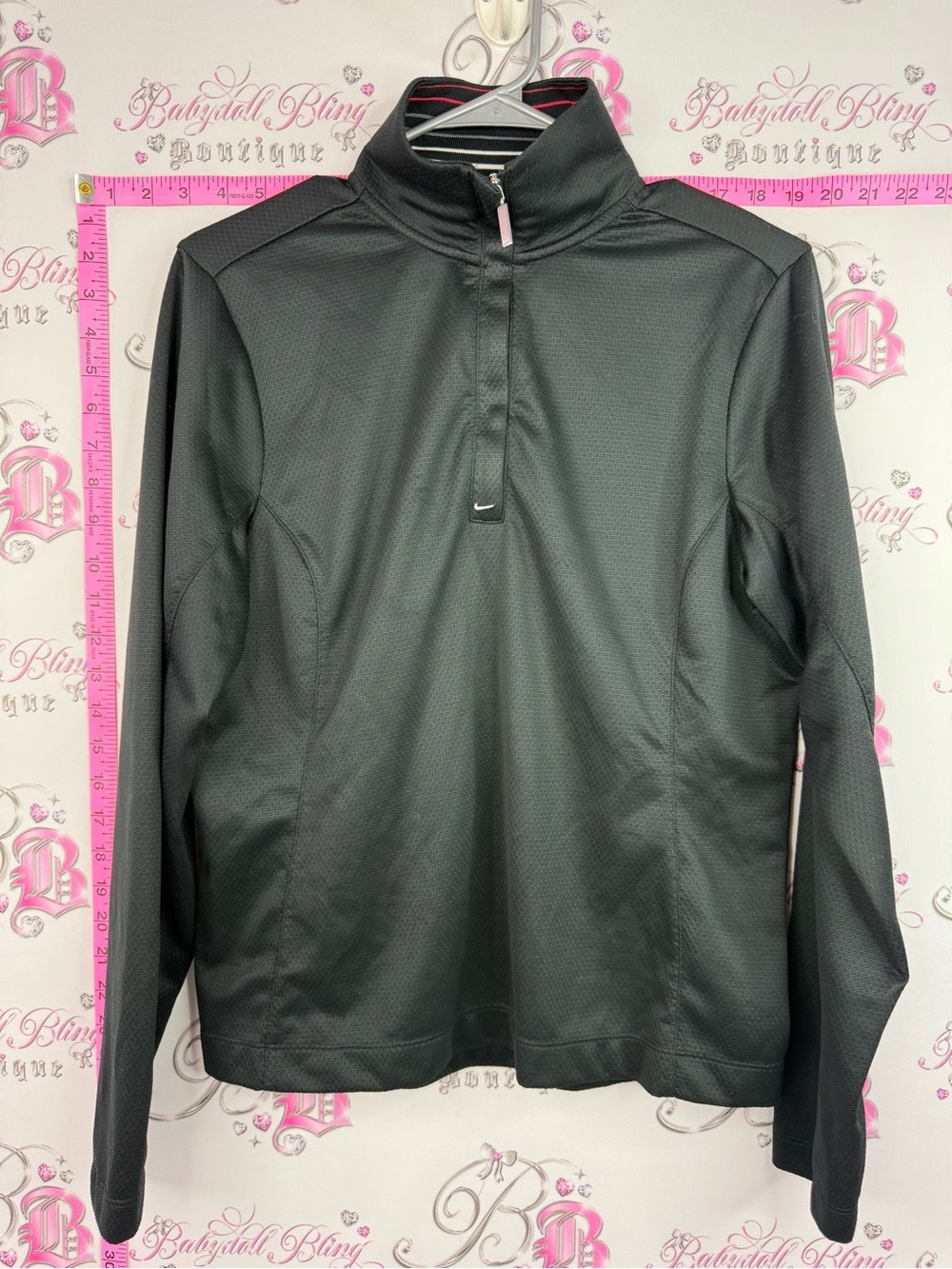 Nike Black Long Sleeve Half-Zip Pullover Sweatshirt red
